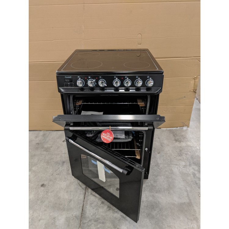 GRADE A3 - Rangemaster 10733 Classic 60cm Electric Cooker with Double Oven and Ceramic Hob Black And Chrome