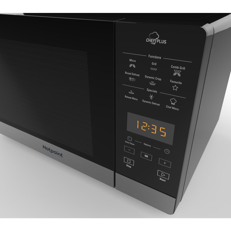 Hotpoint Chefplus 25L Microwave Oven & Grill with Crisp Function - Black