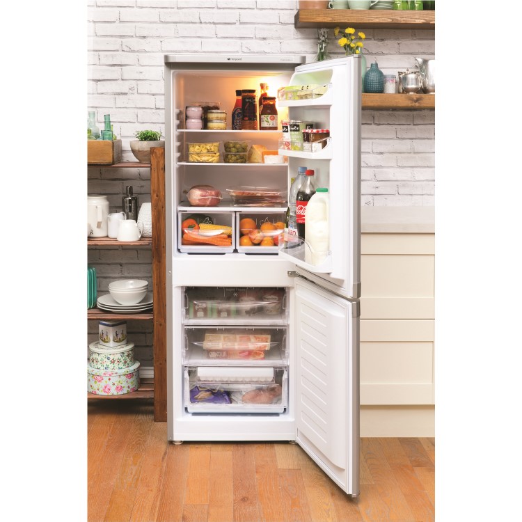 HOTPOINT HBD5515S 206 Litre Freestanding Fridge Freezer 60/40 Split 55cm Wide - Silver
