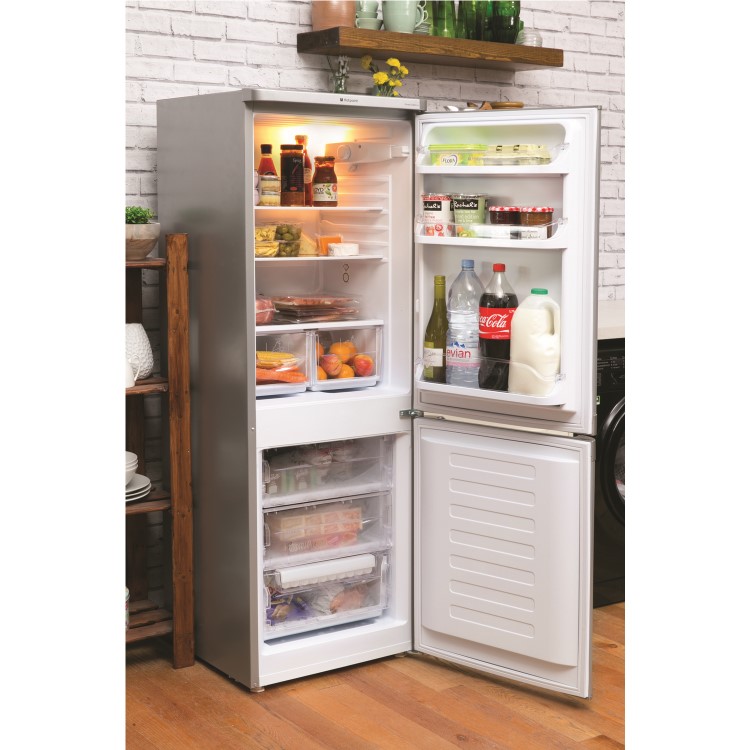 HOTPOINT HBD5515S 206 Litre Freestanding Fridge Freezer 60/40 Split 55cm Wide - Silver