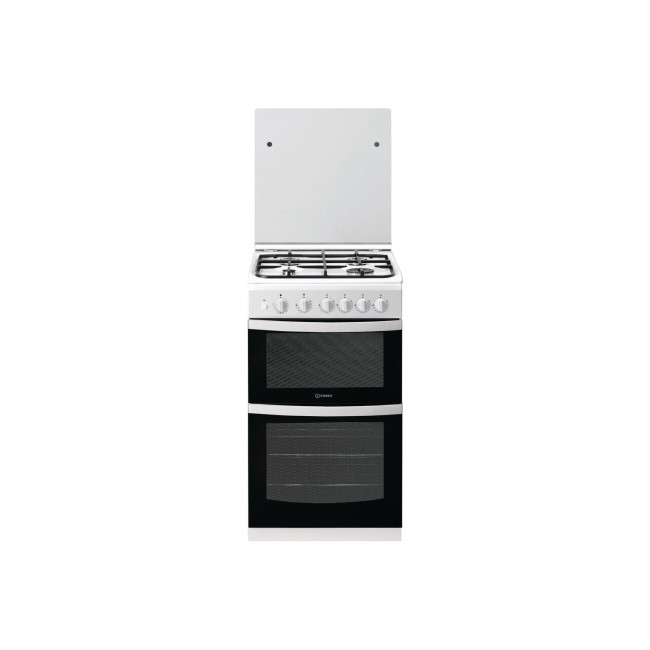 GRADE A3 - Indesit ID5G00KCW 50cm Double Cavity Gas Cooker - White
