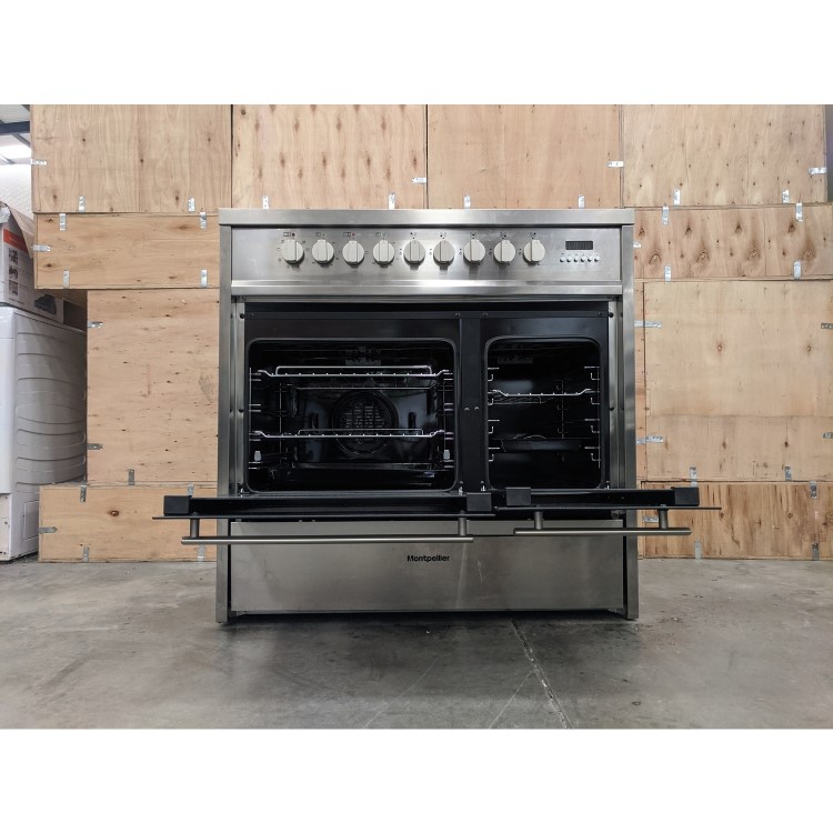 Refurbished Montpellier MRT91DFMX 90cm Dual Fuel Range Cooker Stainless Steel