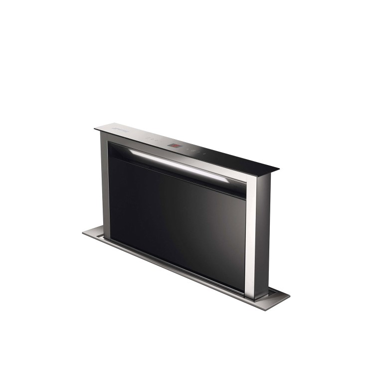 GRADE A2 - Smeg KDD60VXE-2 60cm Stainless Steel and Black Glass Island Downdraft Hood