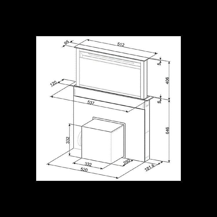 GRADE A2 - Smeg KDD60VXE-2 60cm Stainless Steel and Black Glass Island Downdraft Hood