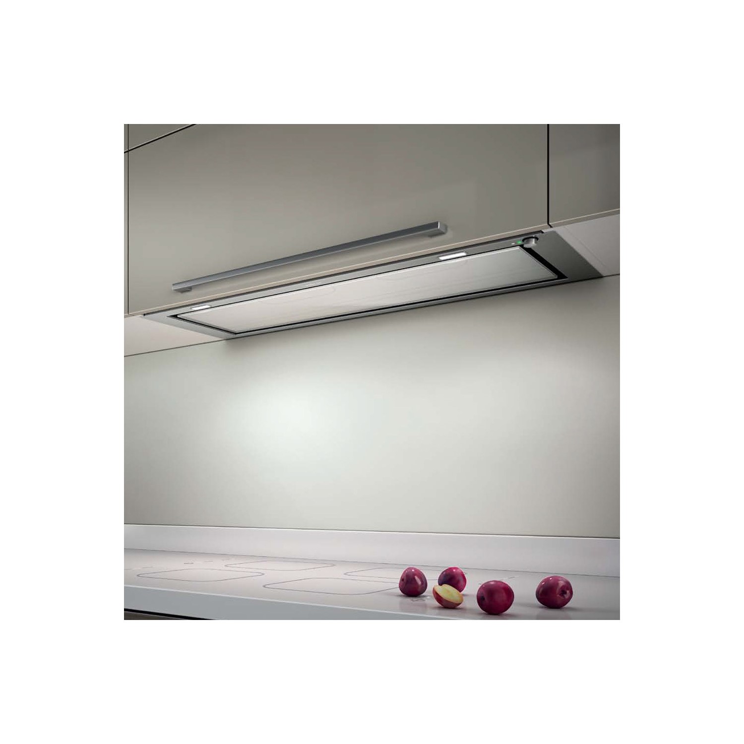 Refurbished Elica Hidden HIDDEN-90 90cm Chimney Cooker Hood Stainless Steel And White Glass