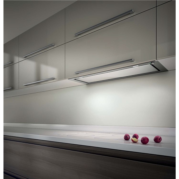GRADE A2 - Elica HIDDEN-90 Hidden 898mm Intergrated Cooker Hood Stainless Steel And White Glass