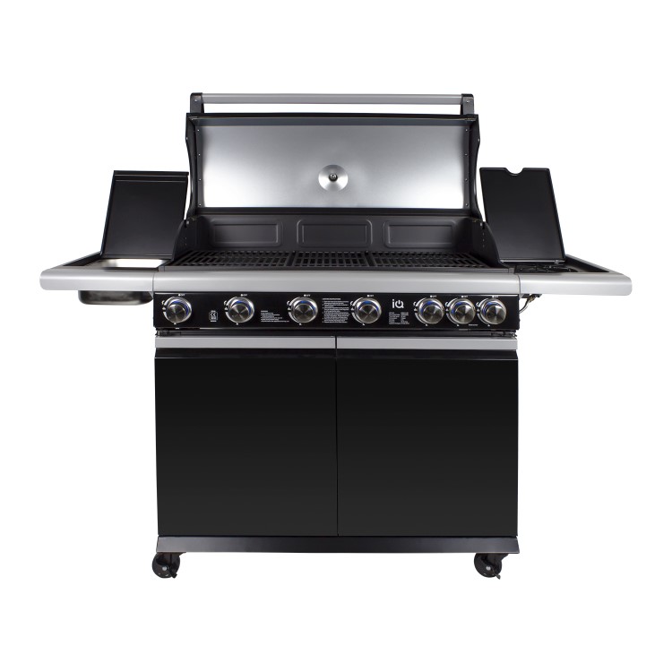 GRADE A2 - The Alabama 6 Burner Gas BBQ in Black Stainless Steel with Free BBQ Cover