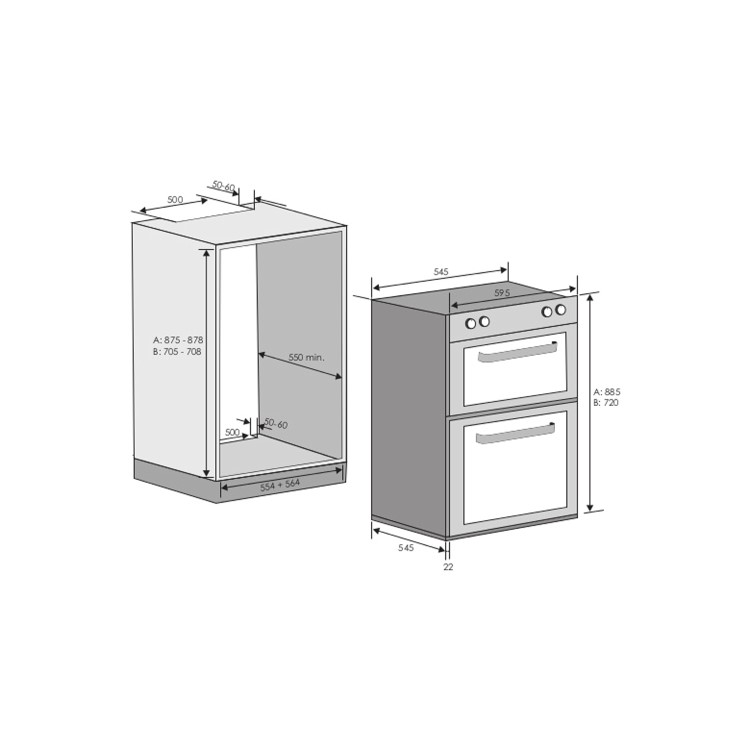 GRADE A2 - Hoover HO9D3120IN Multifunction Electric Built In Double Oven - Stainless Steel