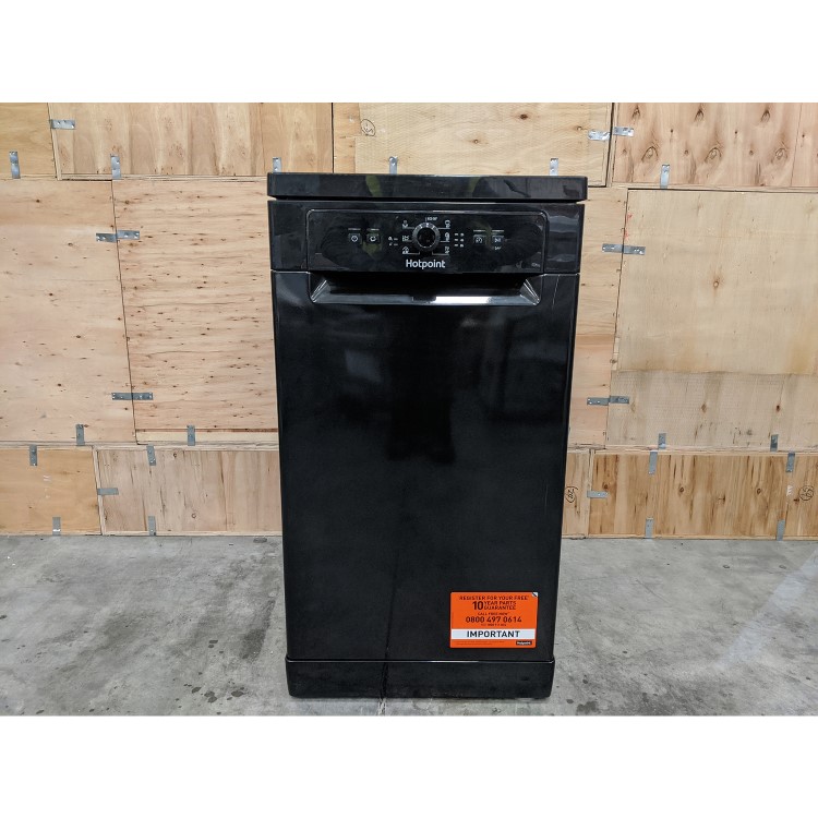 GRADE A3 - HOTPOINT HSFE1B19B Aquarius Slimline 10 Place Freestanding Dishwasher - Black