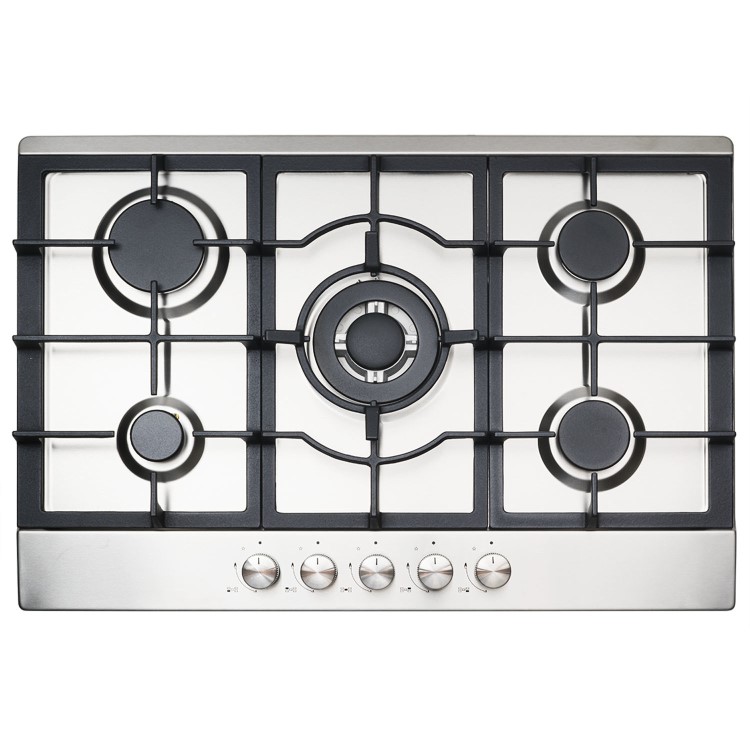 electriQ 75cm 5 Burner Gas Hob - Stainless Steel
