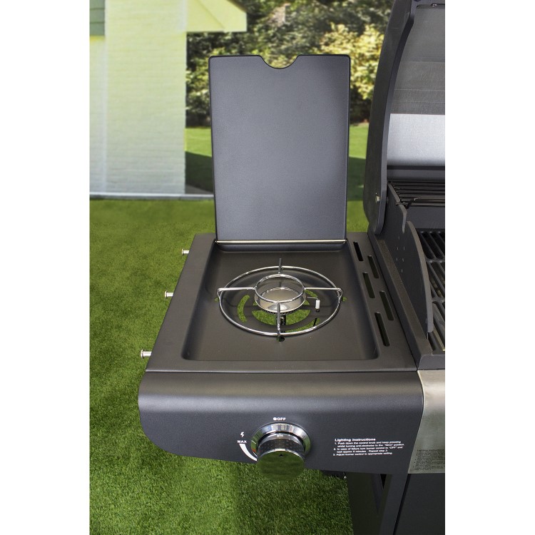 GRADE A1 - iQ Premium 6 Burner Black Gas BBQ with side burner with Free Accessory Pack Includes BBQ Cover and Utensil Set