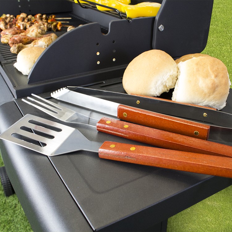 GRADE A1 - iQ Premium 6 Burner Black Gas BBQ with side burner with Free Accessory Pack Includes BBQ Cover and Utensil Set