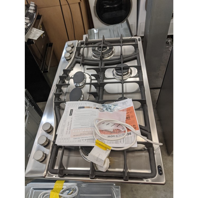 GRADE A2 - Hotpoint PHC961TSIXH 87cm Six Burner Gas Hob Stainless Steel With Cast Iron Pan Stands