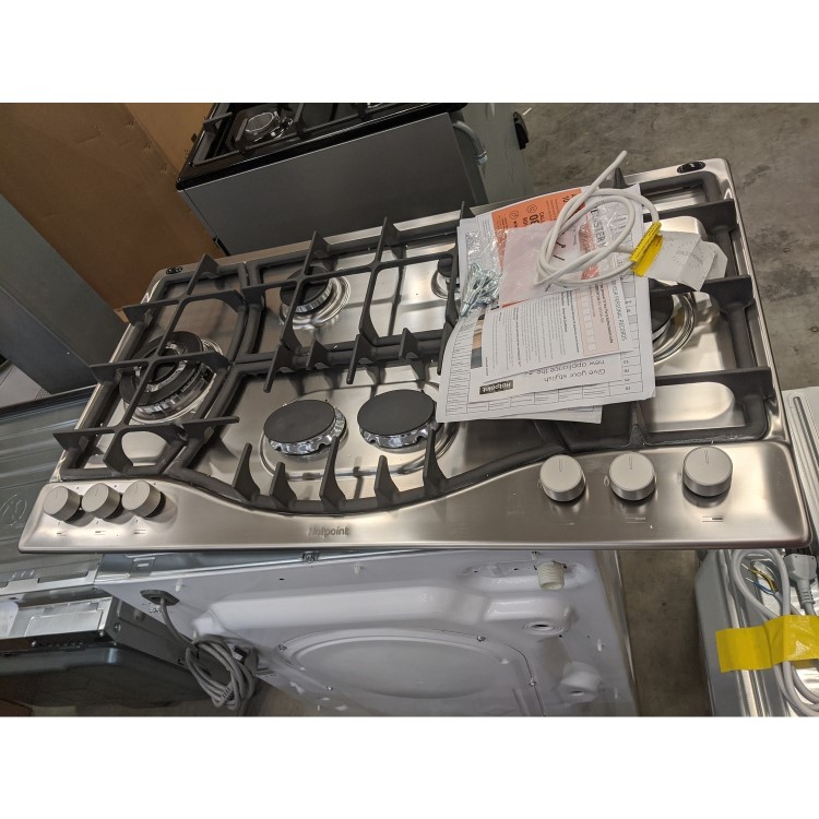 GRADE A2 - Hotpoint PHC961TSIXH 87cm Six Burner Gas Hob Stainless Steel With Cast Iron Pan Stands