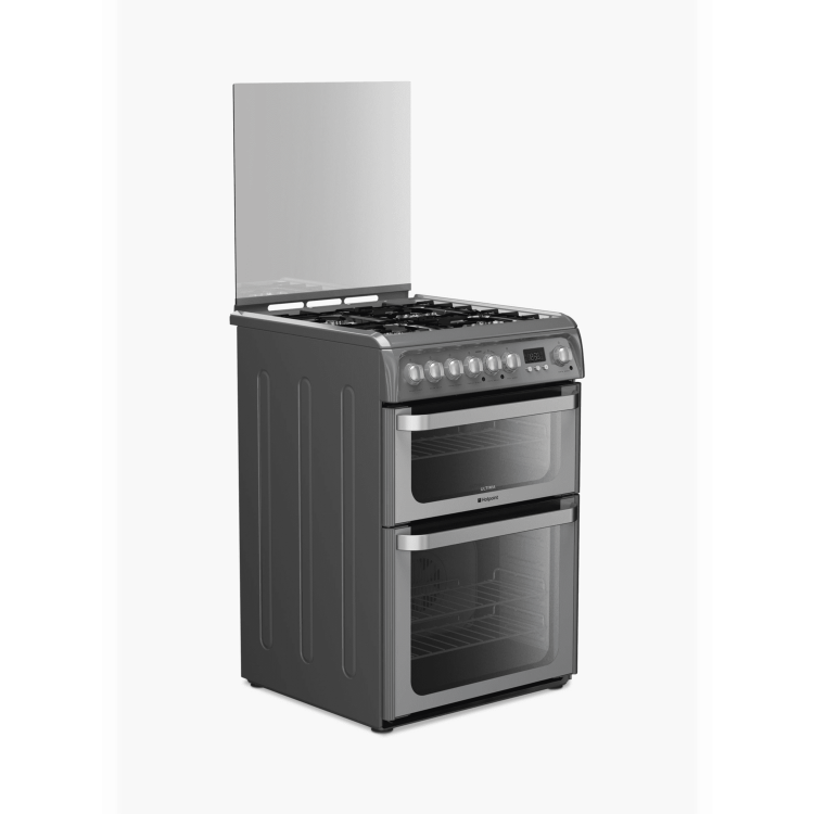 GRADE A2 - Hotpoint HUD61GS Ultima 60cm Double Oven Dual Fuel Cooker - Graphite