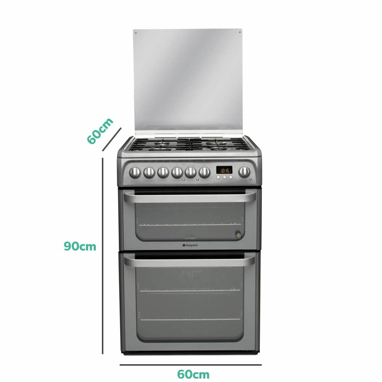 GRADE A2 - Hotpoint HUD61GS Ultima 60cm Double Oven Dual Fuel Cooker - Graphite