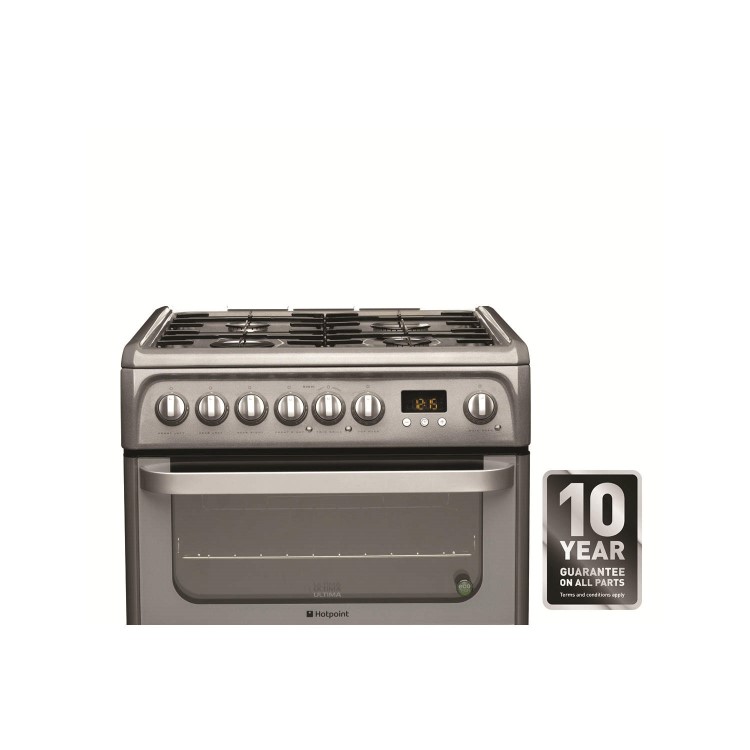 GRADE A2 - Hotpoint HUD61GS Ultima 60cm Double Oven Dual Fuel Cooker - Graphite