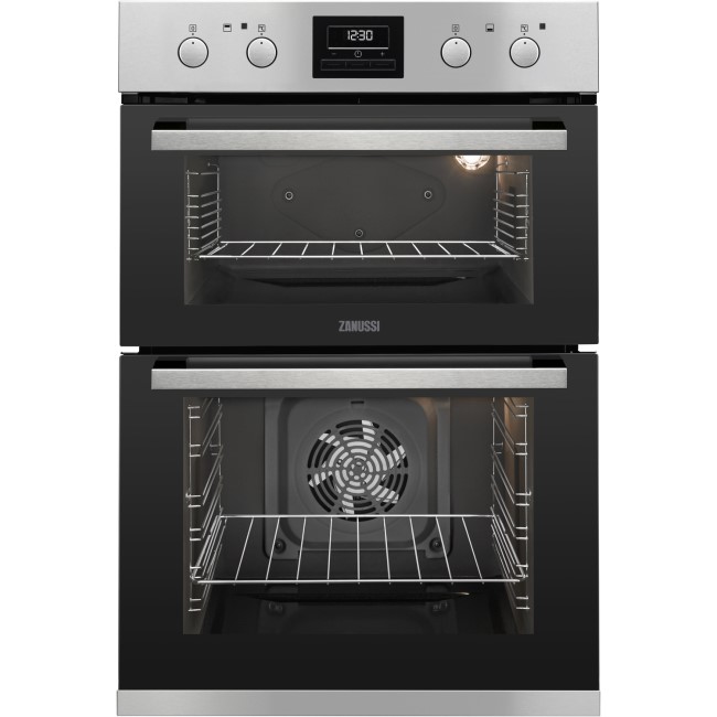 GRADE A2 - Zanussi ZOD35802XK Multifunction Electric Built In Double Oven - Stainless Steel