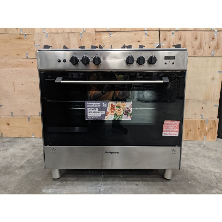 GRADE A3 - Montpellier MR91GOX 90cm Single Cavity Gas Range Cooker - Stainless Steel