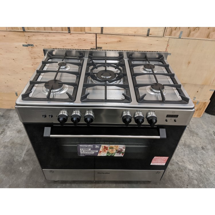 GRADE A3 - Montpellier MR91GOX 90cm Single Cavity Gas Range Cooker - Stainless Steel