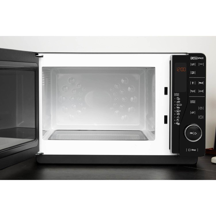GRADE A2 - Hotpoint MWH2622MB Xtraspace Flatbed 25L Microwave Oven With Grill - Black