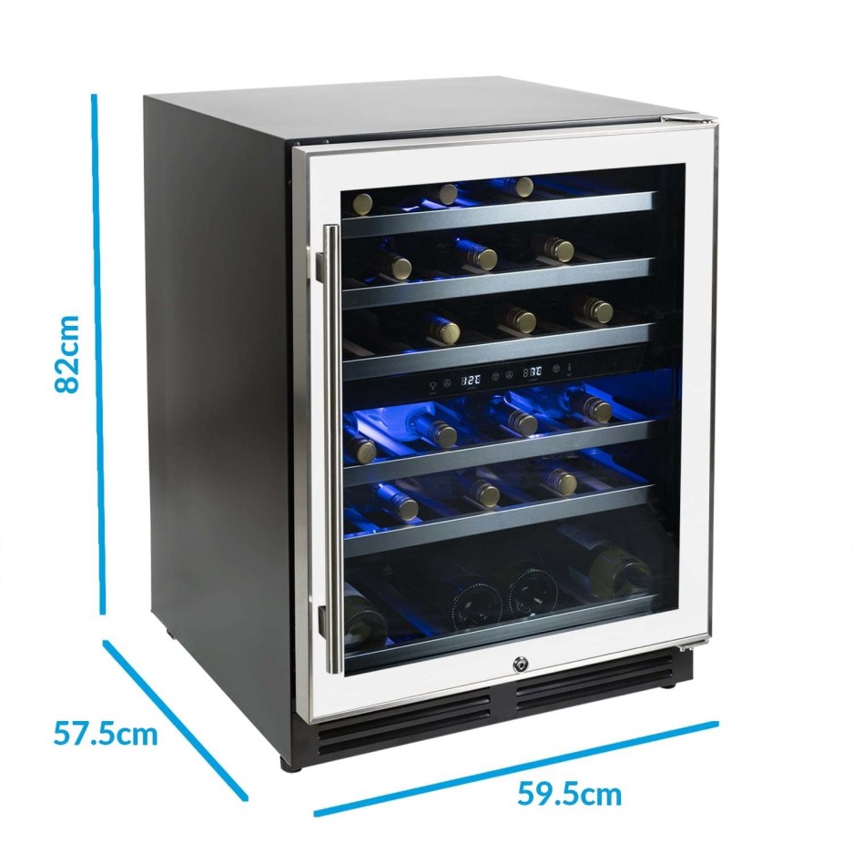 electriQ 51 Bottle Freestanding Under Counter Wine Cooler Dual Zone
