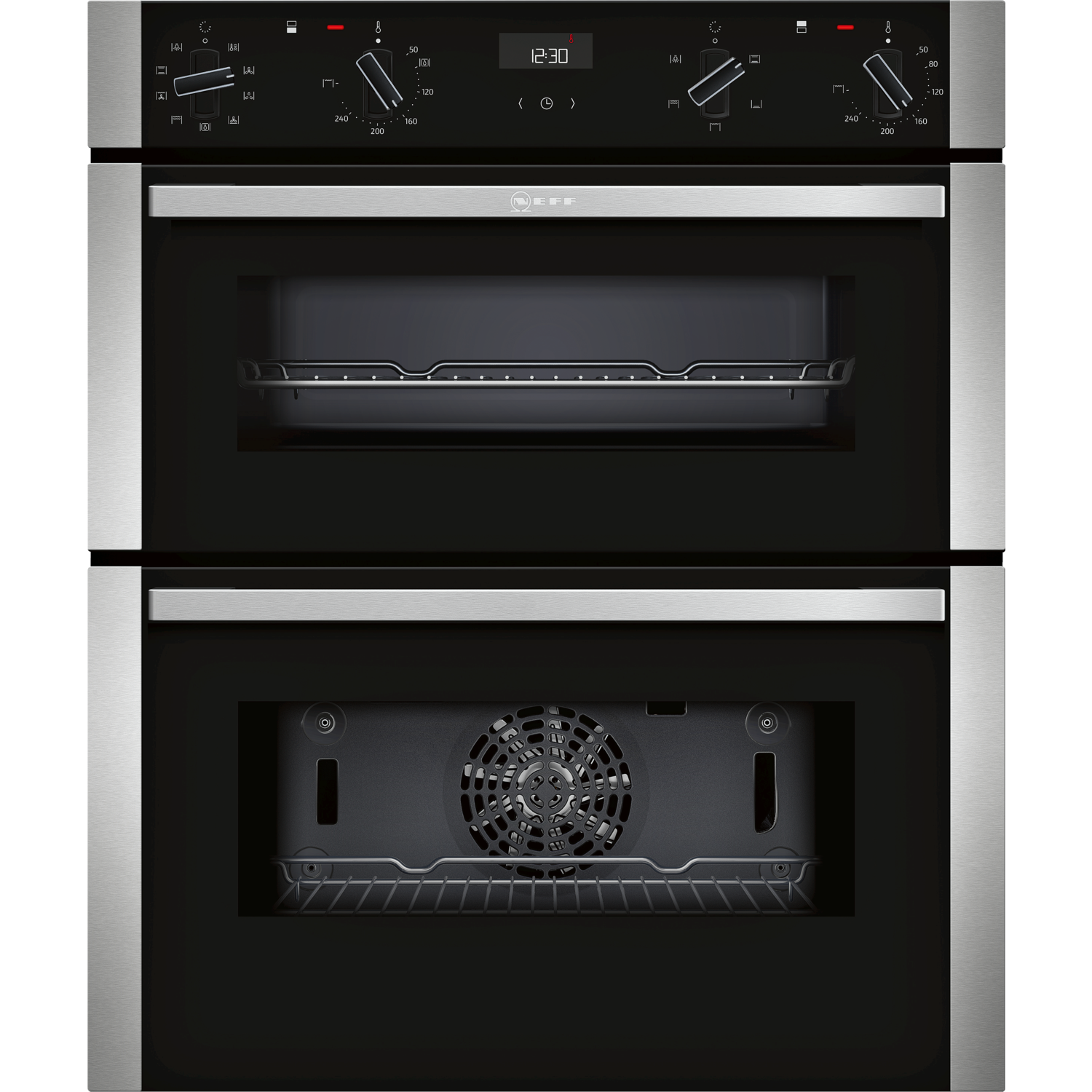 Refurbished Neff J1ACE2HN0B N50 6 Function Built-under Double Oven With LCD Display Stainless Steel