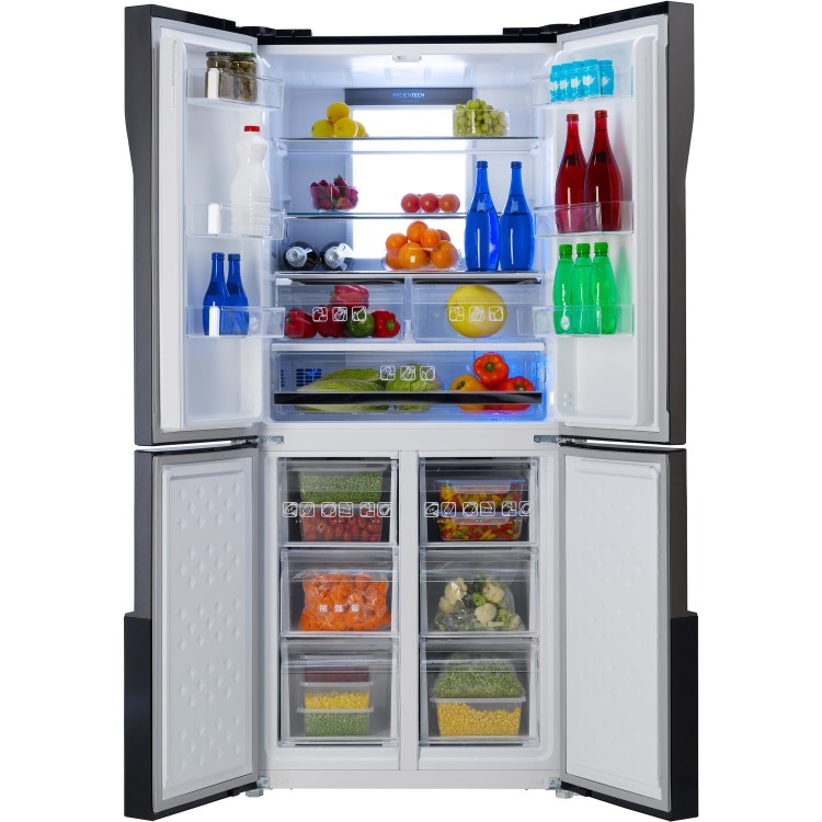 Hoover HFDN180BK Four Door Frost Free American Fridge Freezer - Black