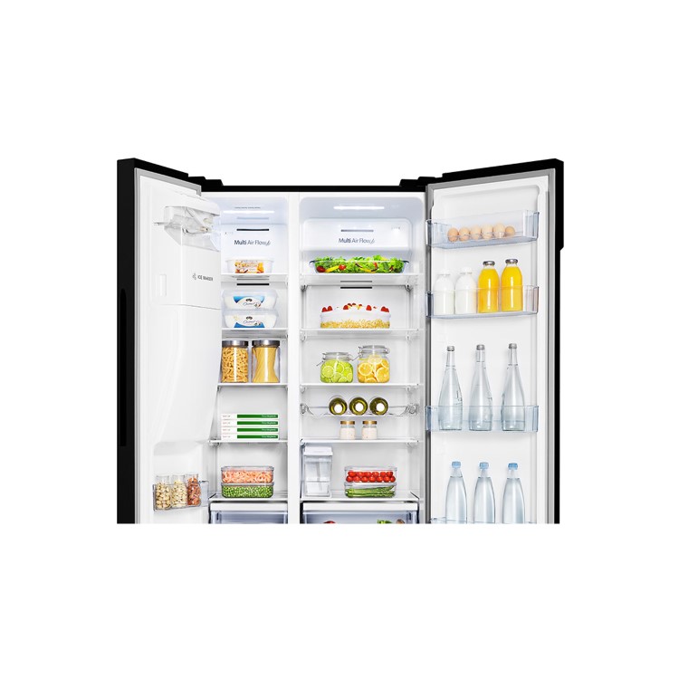 GRADE A1 - Hisense RS694N4TB1 Side-by-side American Fridge Freezer With Non Plumbed Ice & Water Dispenser - Black