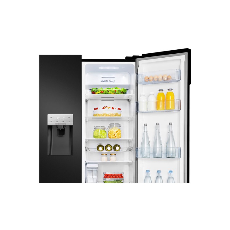 GRADE A1 - Hisense RS694N4TB1 Side-by-side American Fridge Freezer With Non Plumbed Ice & Water Dispenser - Black