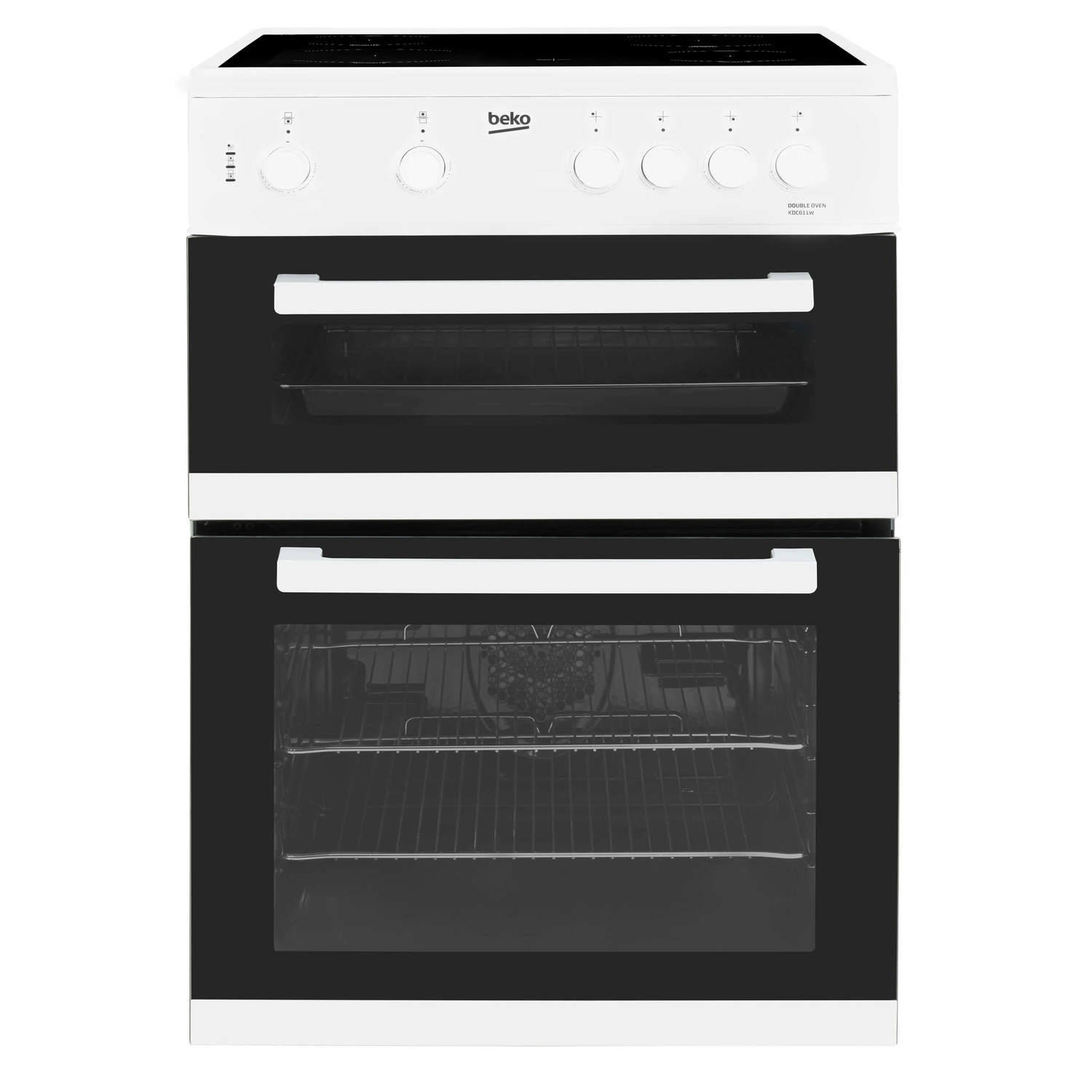 Beko 60cm Double Oven Electric Cooker with Ceramic Hob White