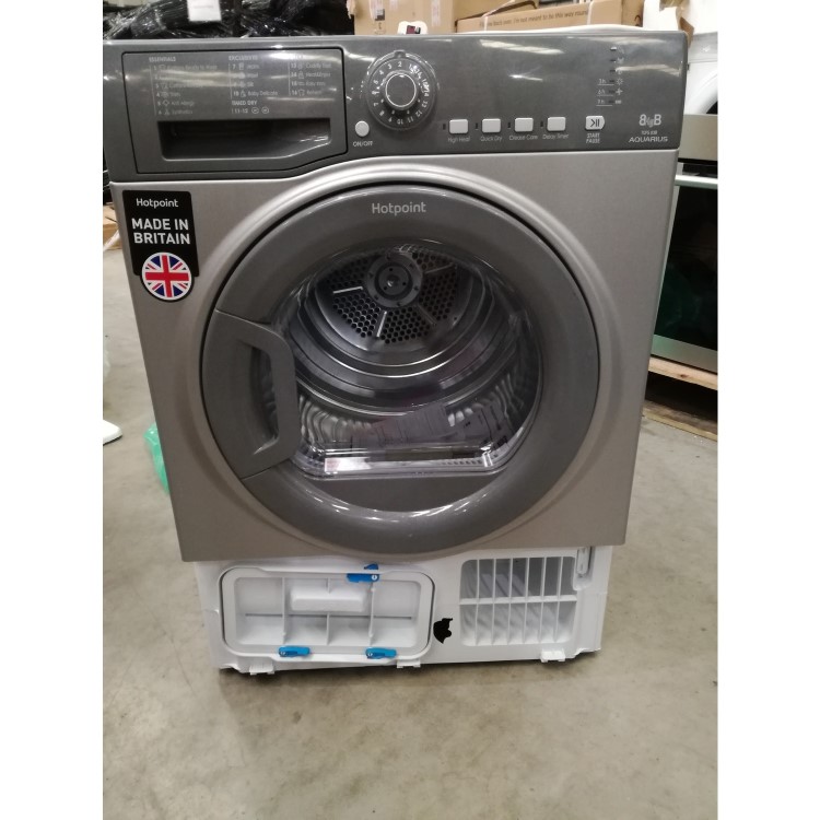 GRADE A3 - HOTPOINT TCFS83BGG Aquarius 8kg Freestanding Condenser Sensor Dryer - Graphite