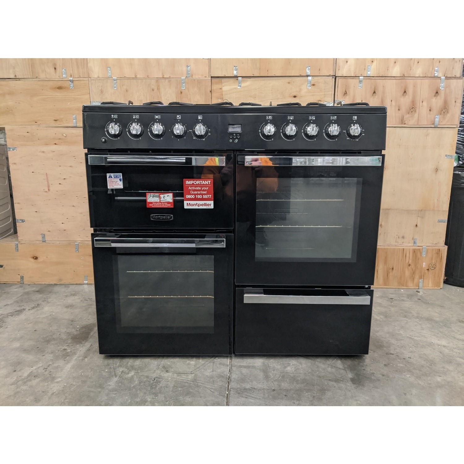 GRADE A3 Montpellier MDF100K 100cm Dual Fuel Range Cooker Black