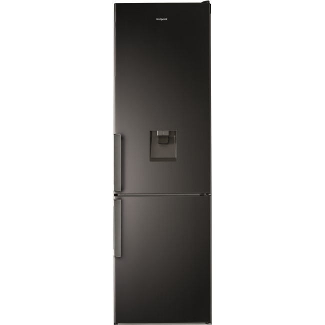 GRADE A1 - Hotpoint H7T911AKSHAQUA 70/30 Split 368L Freestanding Fridge Freezer With Non-plumb Water Dispenser - Black/Inox