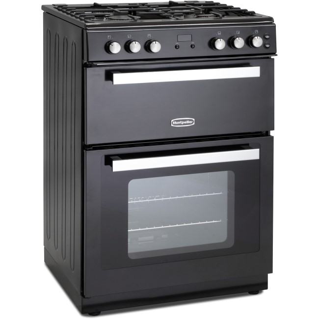 Montpellier RMC61GOK 60cm Mini Range Double Oven Gas Cooker - Black