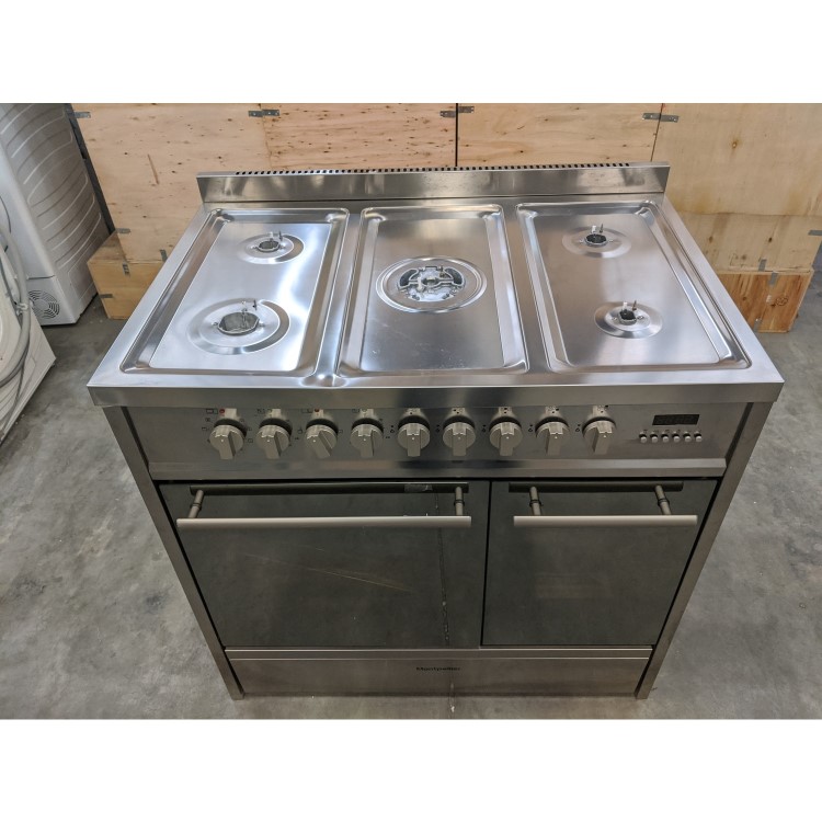 GRADE A3 - Montpellier MRT91DFMX 90cm Twin Cavity Dual Fuel Range Cooker - Stainless Steel