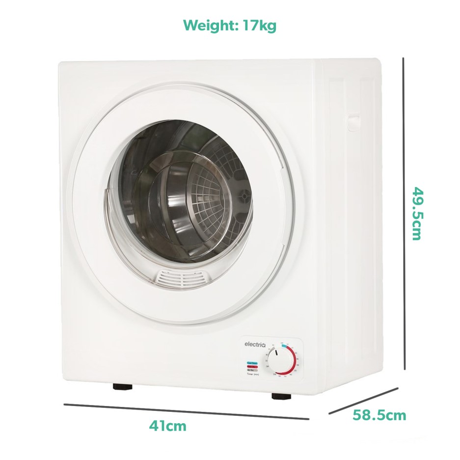 electriQ 2.5kg Freestanding & Wall Mountable Vented Tumble Dryer