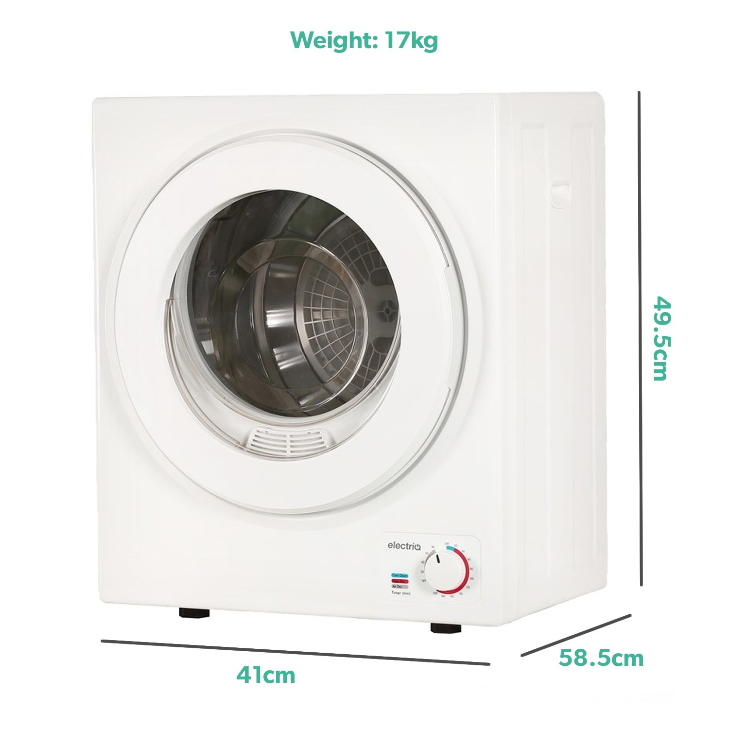 electriQ 2.5kg Freestanding & Wall Mountable Vented Tumble Dryer