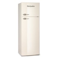 GRADE A2 - Montpellier MAB345C 305 Litre Freestanding Fridge Freezer Retro Top Mount 80/20 Split Frost Free 60cm Wide - Cream