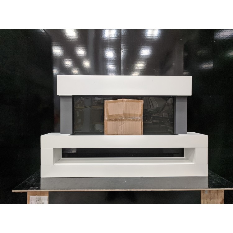 GRADE A2 - White Wall Mounted Electric Fireplace with LED Light Storage Shelf - Amberglo