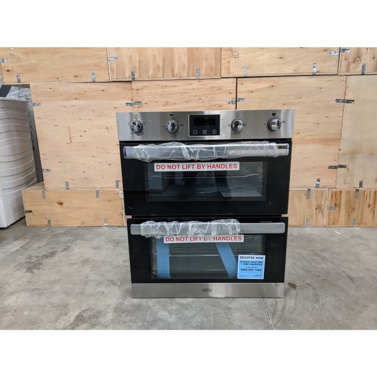 GRADE A3 - Belling BI702FP Built-under Fan Double Oven With Programmable Timer - Stainless Steel