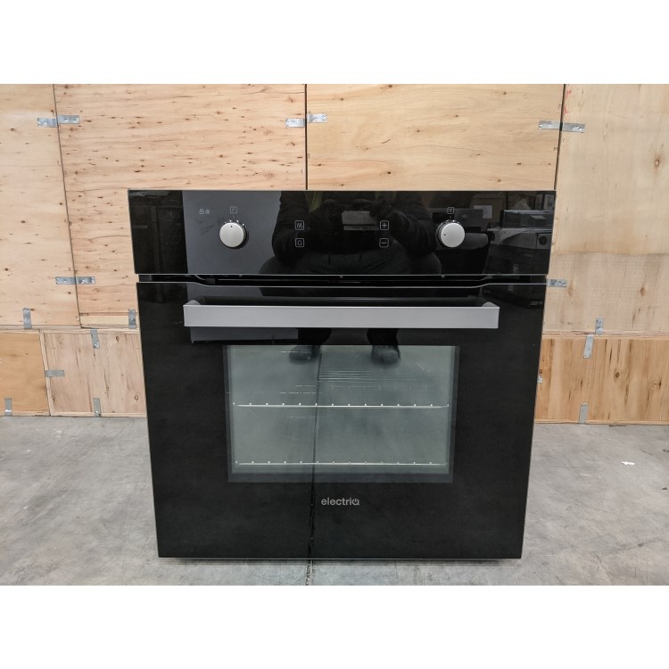 GRADE A3 - electriQ 68L Pyrolytic Self Cleaning Electric Single Oven in Black - Supplied with a plug 
