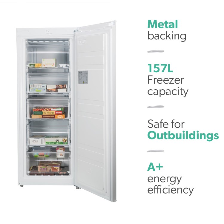 GRADE A2 - electriQ EQFS1420FZ 157 Litre Freestanding Upright Freezer 142cm Tall A+ Energy Rating 55cm Wide - White