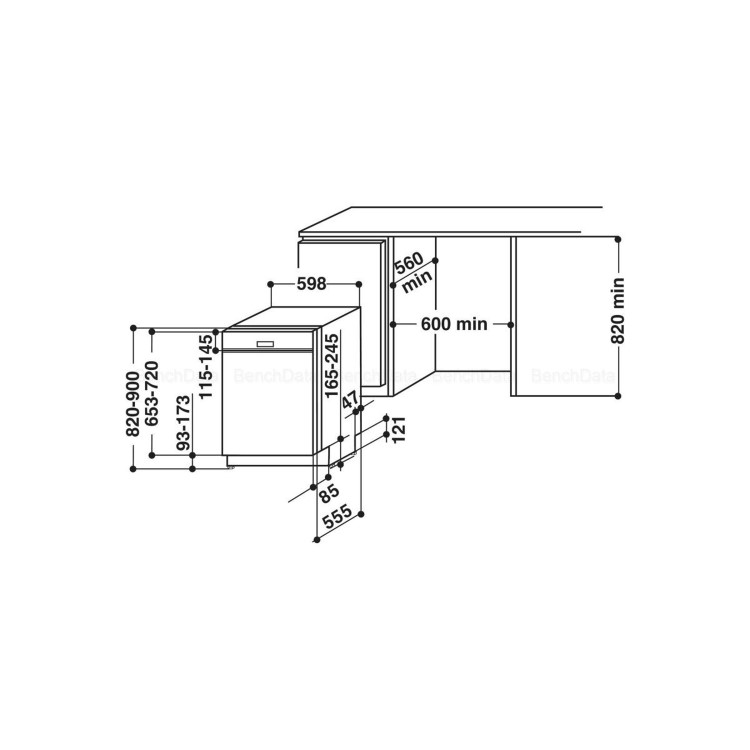 HOTPOINT HBC2B19 13 Place Semi-Integrated Dishwasher - Black Control Panel