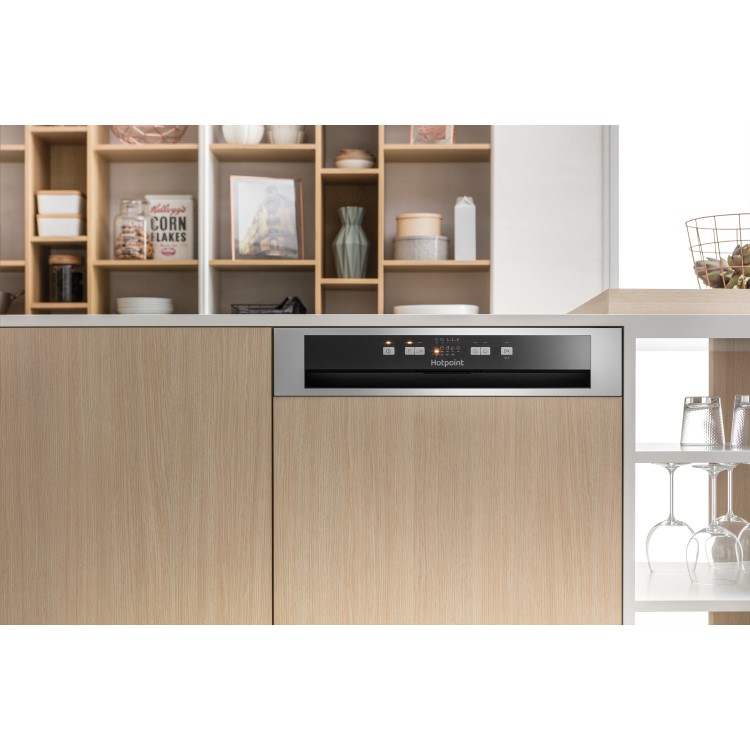 HOTPOINT HBC2B19 13 Place Semi-Integrated Dishwasher - Black Control Panel