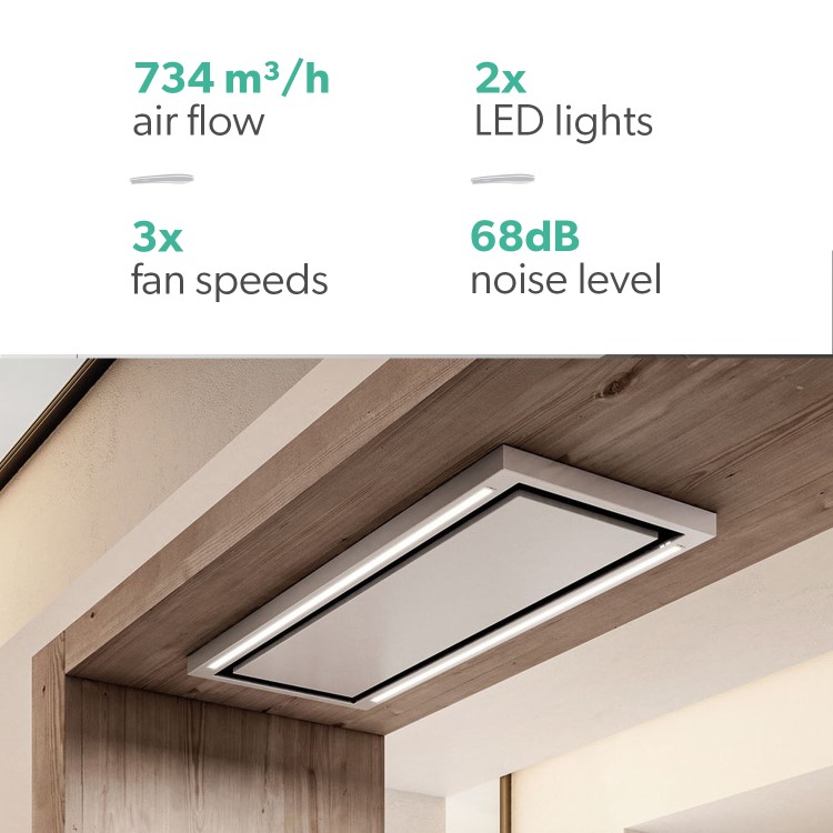 Refurbished Elica Cloud 7 CLOUD-SEVEN-DO 90cm Ceiling Extractor Cooker Hood Stainless Steel