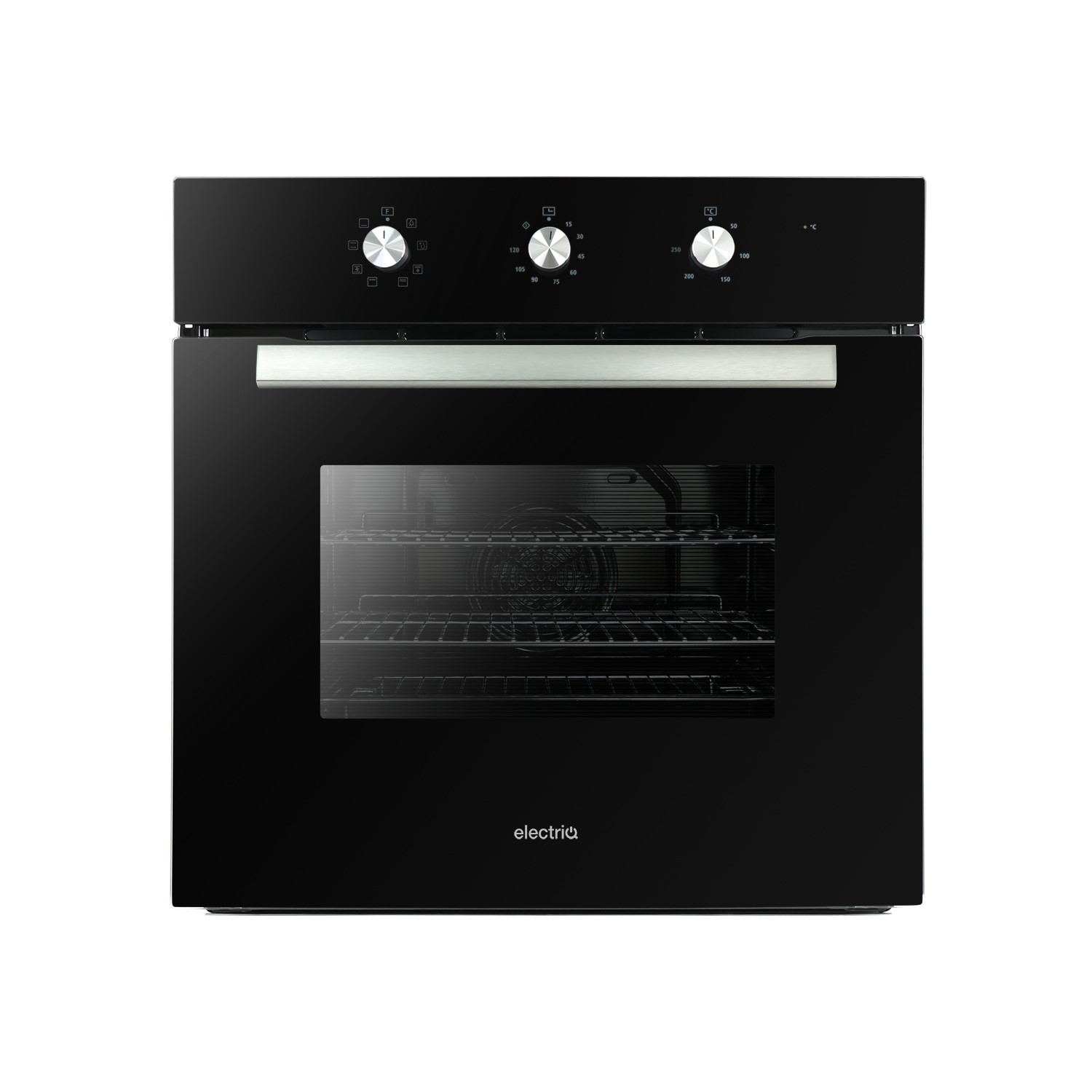 Refurbished electriQ EQOVENM2BLACK 60cm Single Built In Electric Oven Black