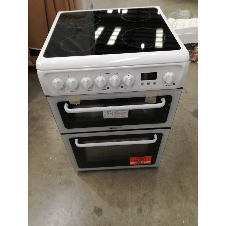 GRADE A3 - Hotpoint HAE60P 60cm Double Oven Electric Cooker - White