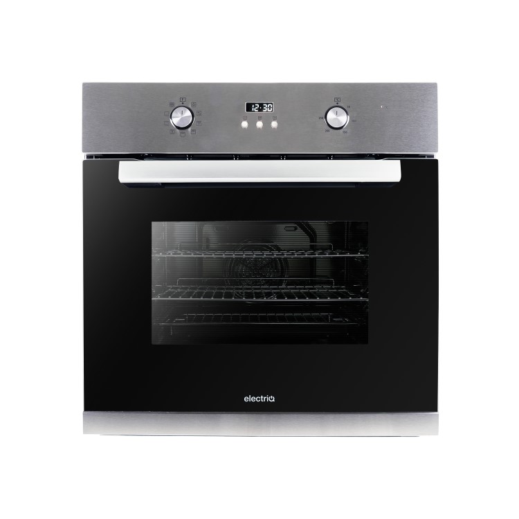 GRADE A3 - electriQ 65 litre 9 Function Full Fan Electric Single Oven Stainless Steel - Supplied with a plug
