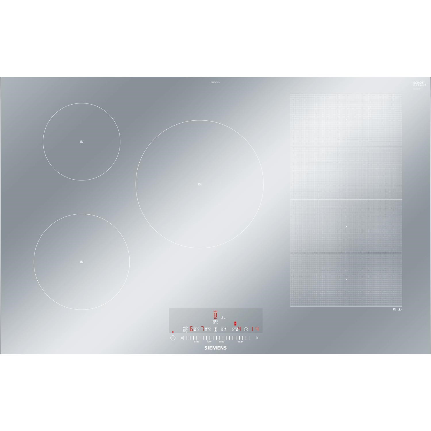 Siemens iQ700 81cm 5 Zone Induction Hob with CombiZone - Silver Glass